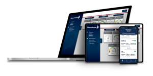 Cleaver-Brooks Prometha dashboard displayed across a laptop, tablet, and smartphone.